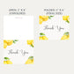 Lemon Baby Shower Thank You Card