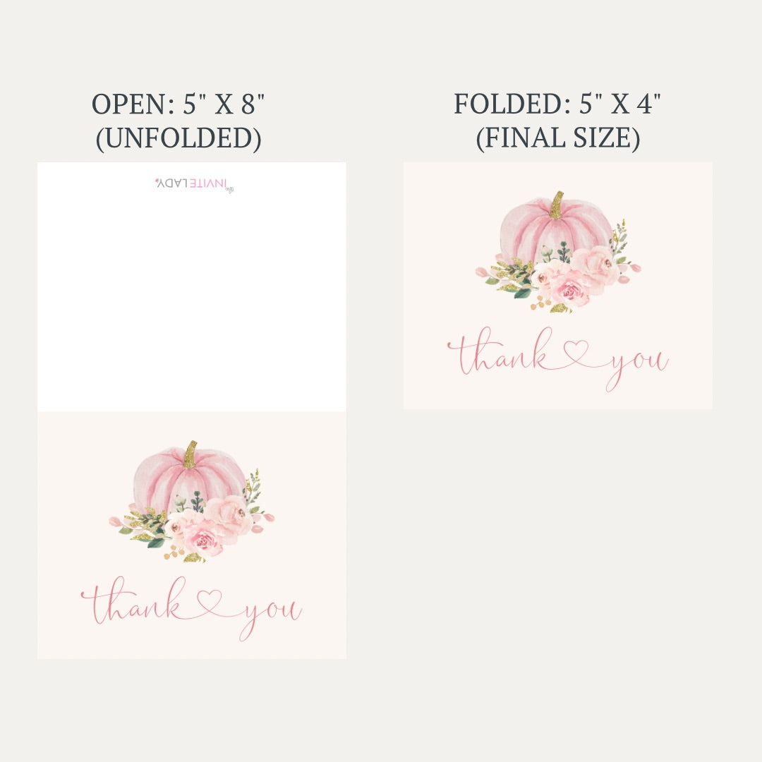 Painted Pumpkin Pink Baby Shower Thank You Card