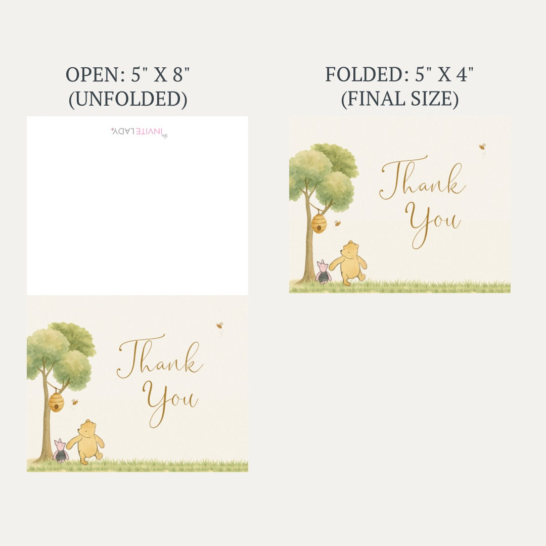 Winnie the Pooh Classic Baby Shower Thank You Card – The Invite Lady