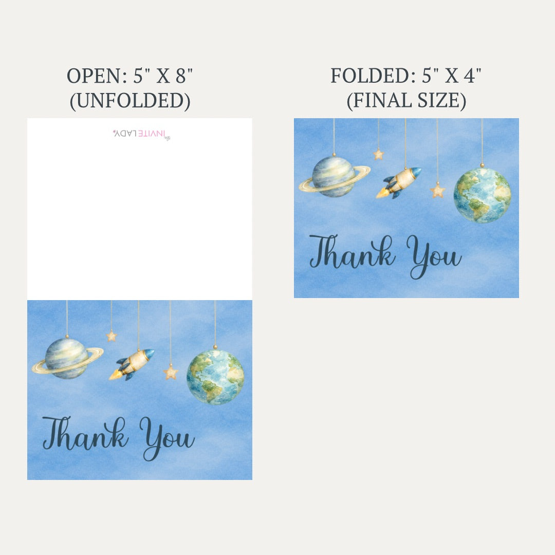 Space Baby Shower Thank You Card