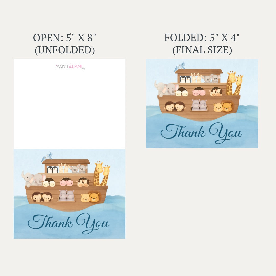 Noah's Ark Baby Shower Thank You Card