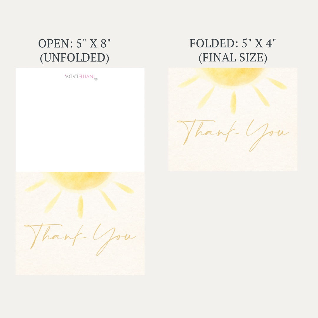A Little Ray of Sunshine Baby Shower Thank You Card