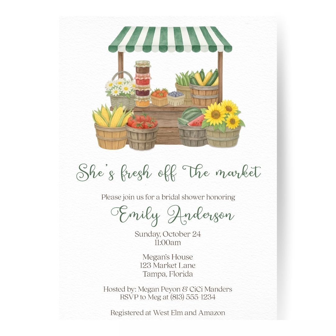 She's Fresh off the Market Bridal Shower Invitation