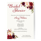Burgundy Blooms Bridal Shower Invitation