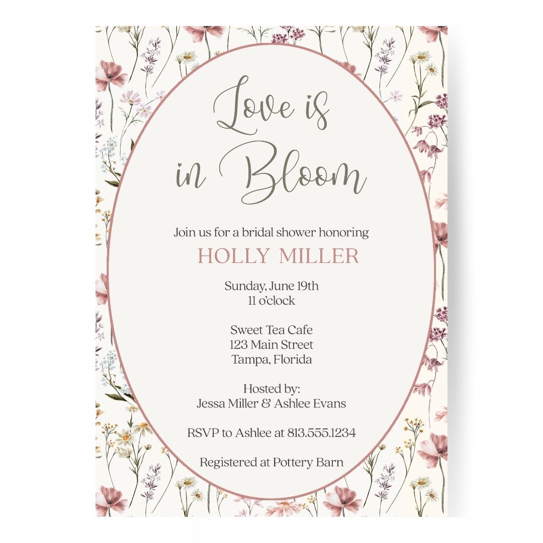 Vintage Love is in Bloom Bridal Shower Invitation