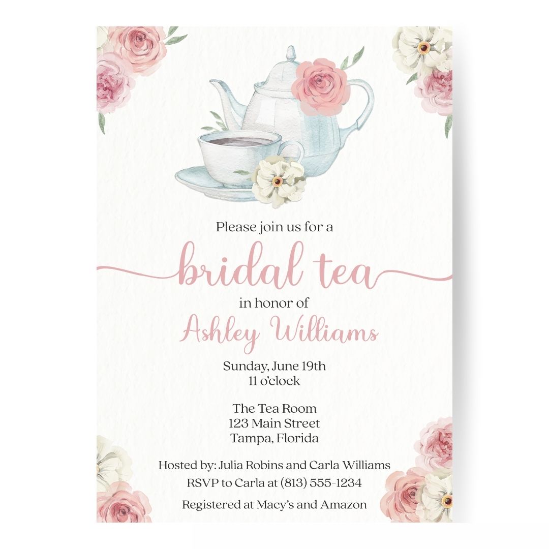 Watercolor Bridal Tea Bridal Shower Invitation