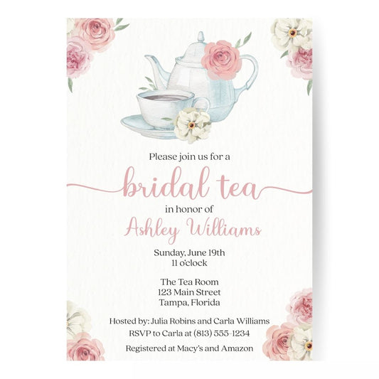 Watercolor Bridal Tea Bridal Shower Invitation