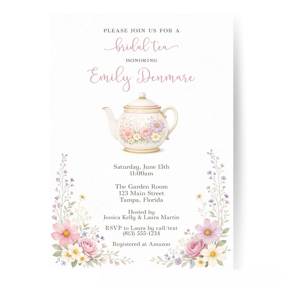 Garden Tea Party Bridal Shower Invitation