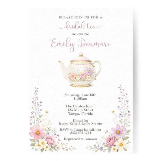Garden Tea Party Bridal Shower Invitation