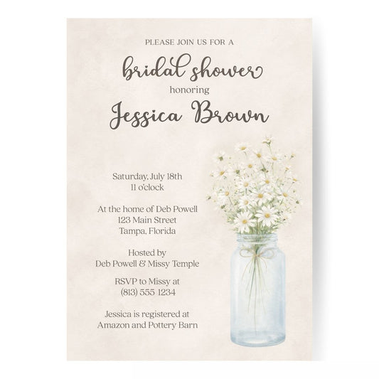Country Mason Jar Bridal Shower Invitation