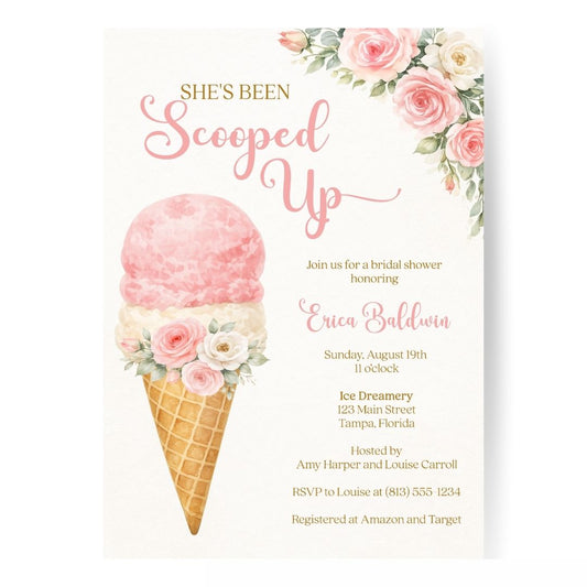 She's Been Scooped Up Bridal Shower Invitation