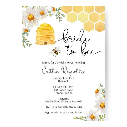 Bride to Bee Bridal Shower Invitation