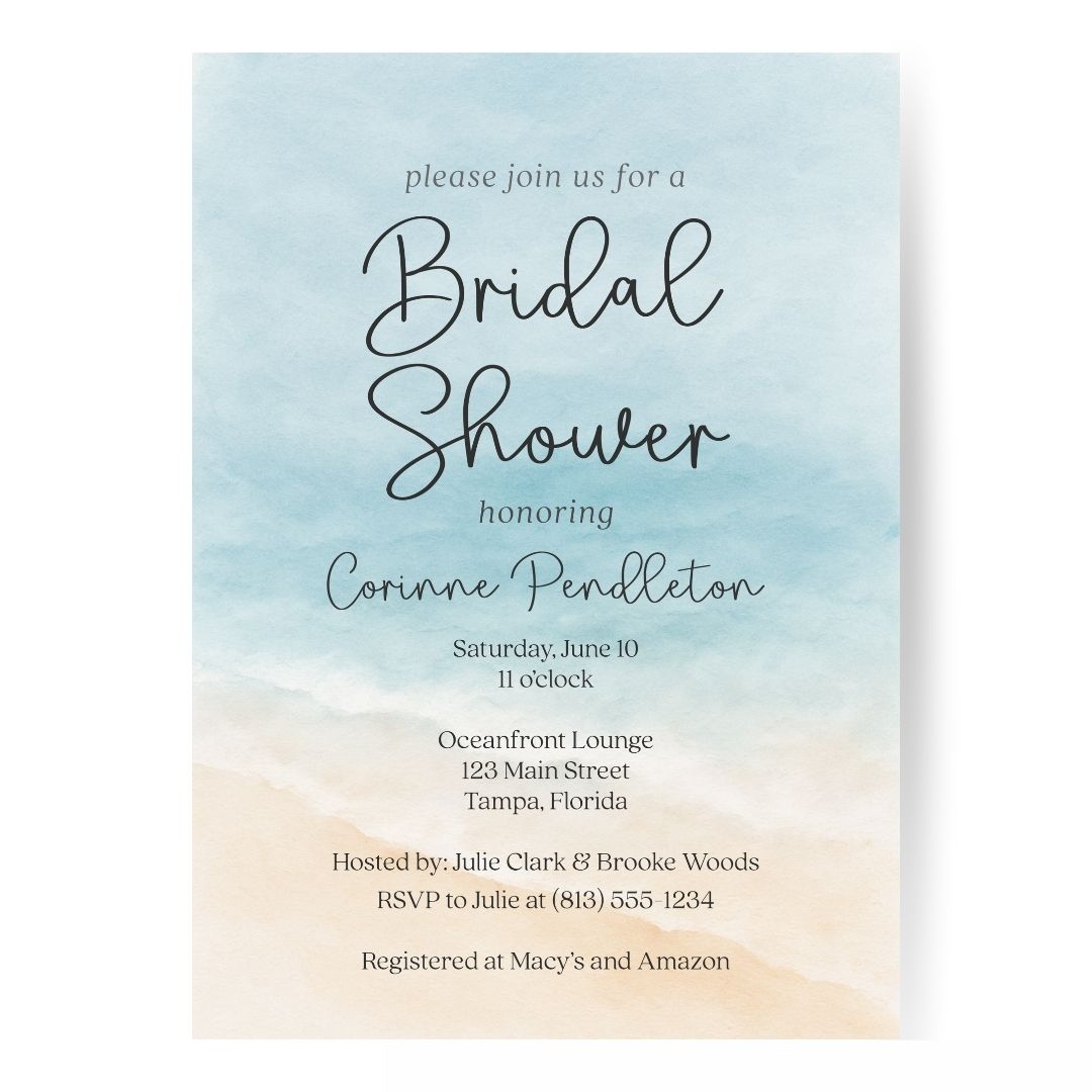 Painted Beach Bridal Shower Invitation