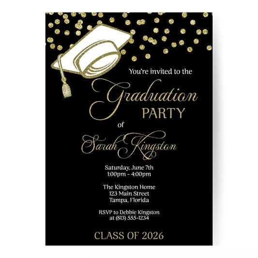 Cap & Confetti Graduation Invitation
