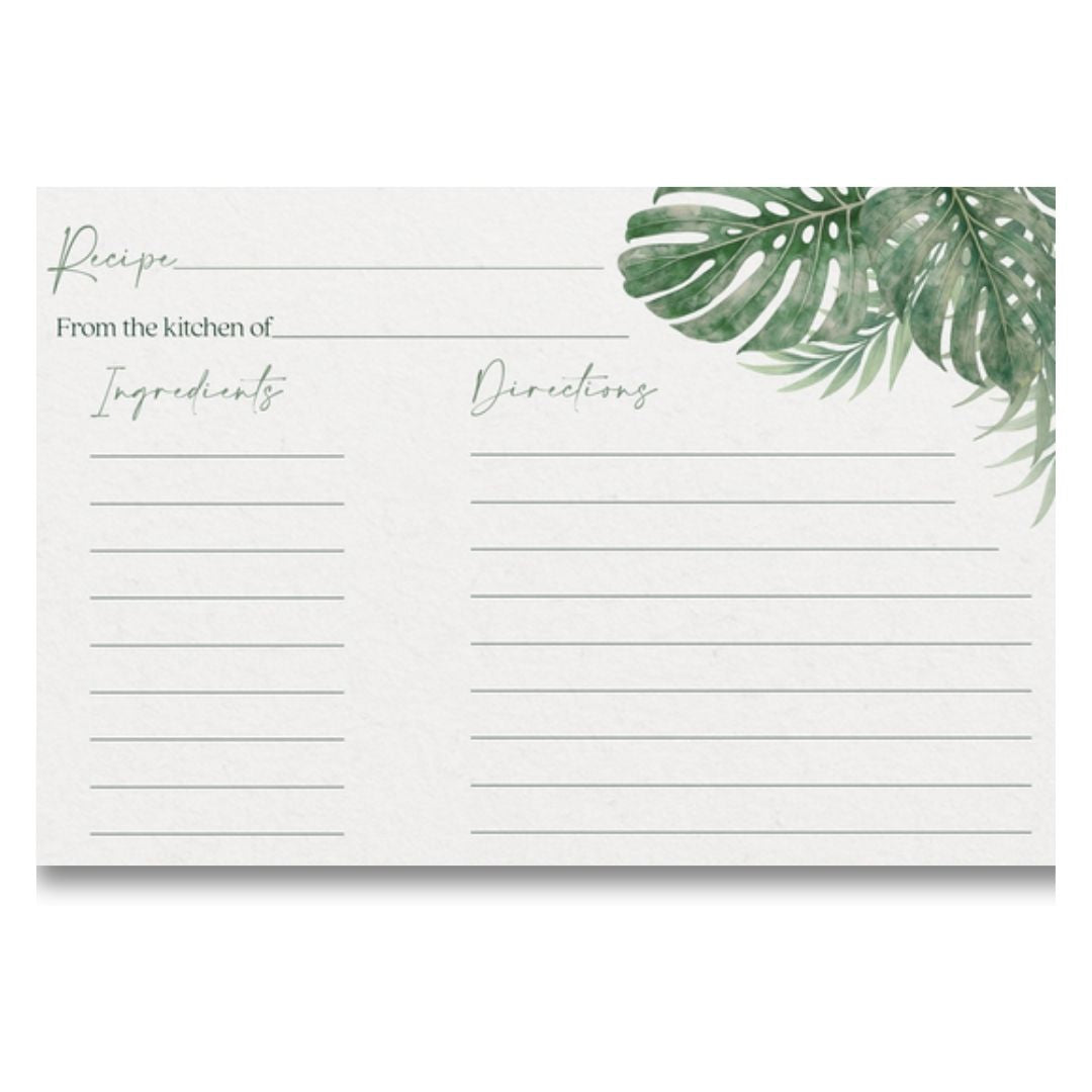 Tropical Bridal Shower Recipe Cards