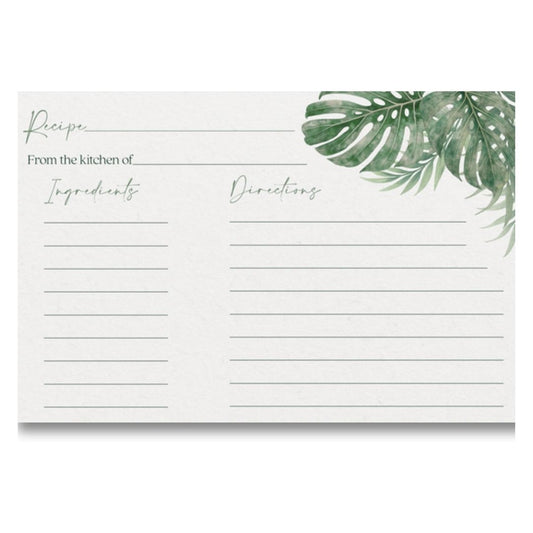 Tropical Bridal Shower Recipe Cards