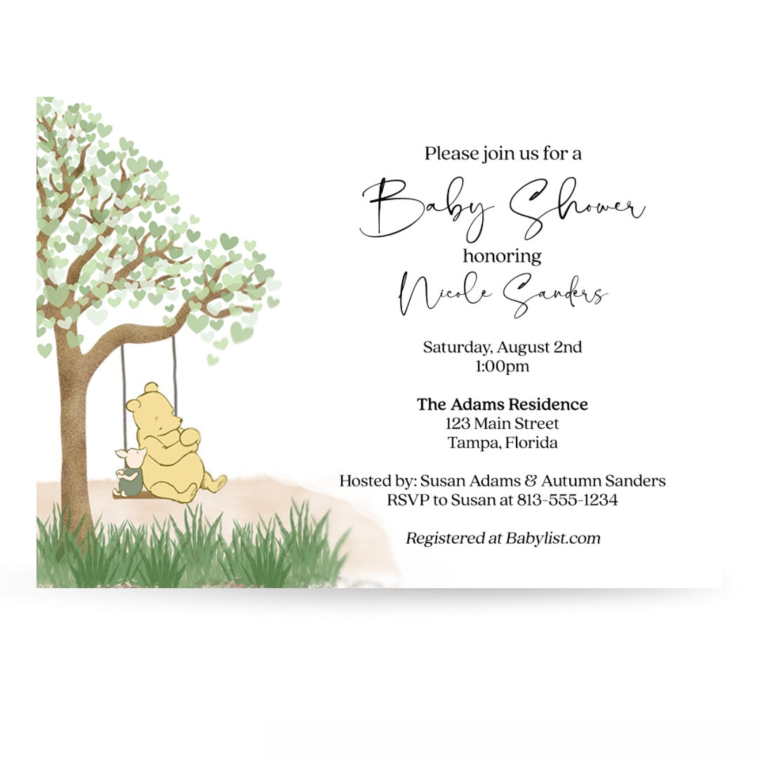 Winnie Horizontal Baby Shower Invitation