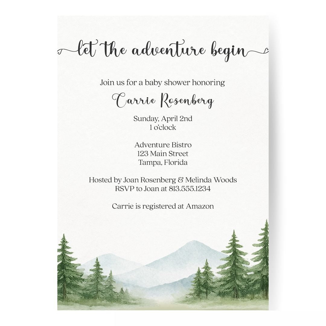 The Adventure Begins Baby Shower Invitation