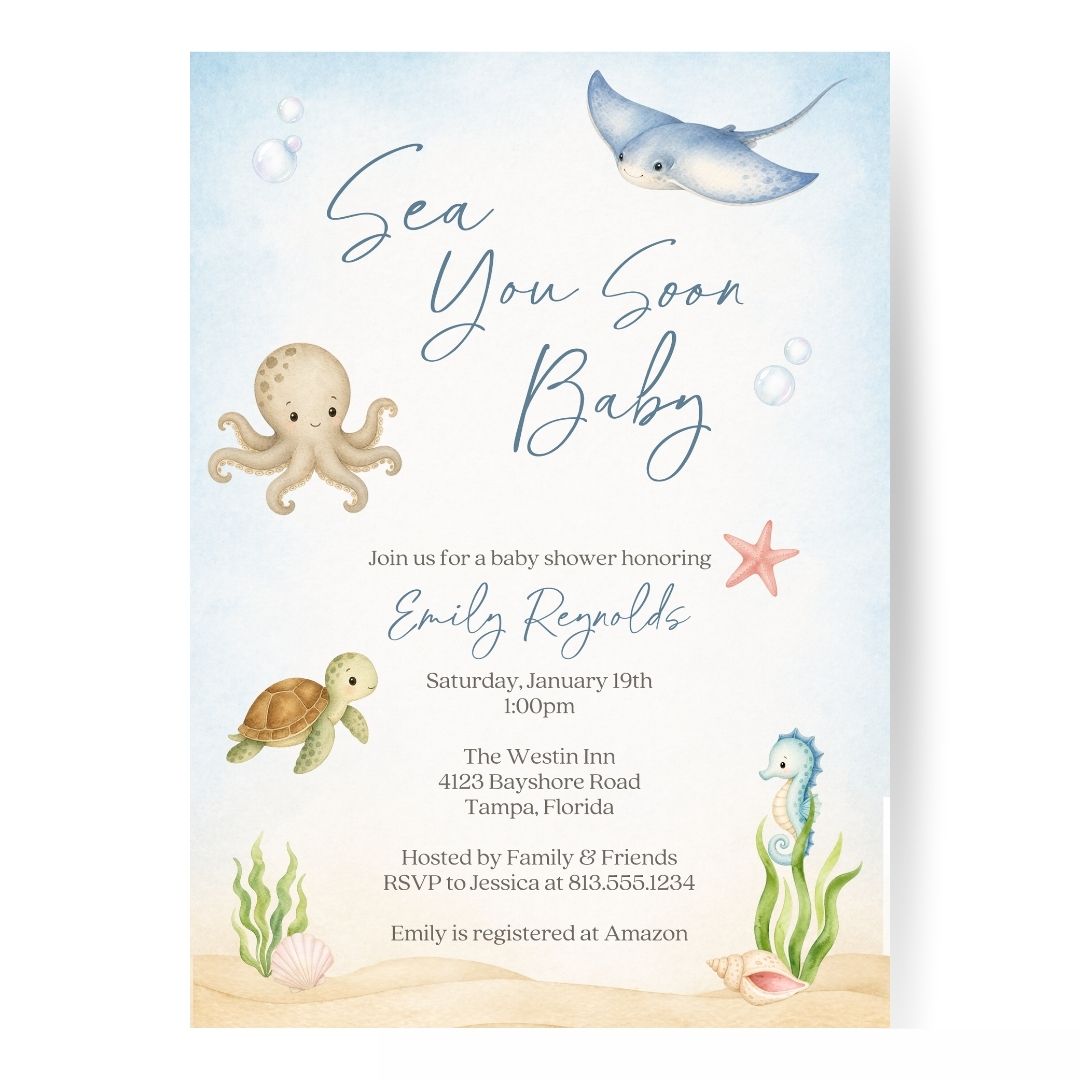 Sea you Soon Baby Shower Invitation