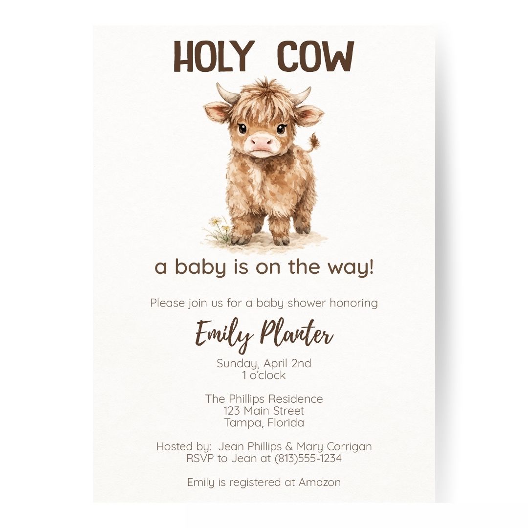 Highland Cow Baby Shower Invitation