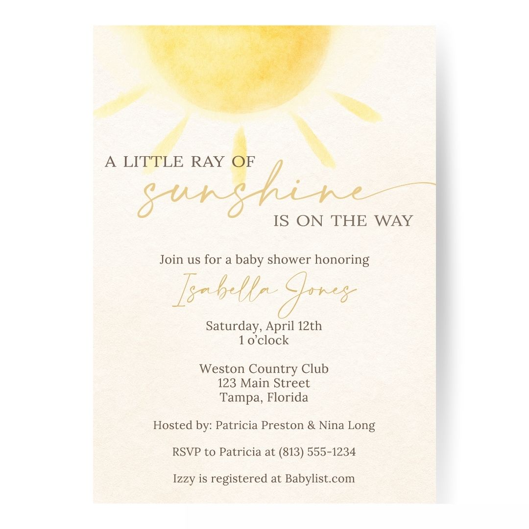 A Little Ray of Sunshine Baby Shower Invitation