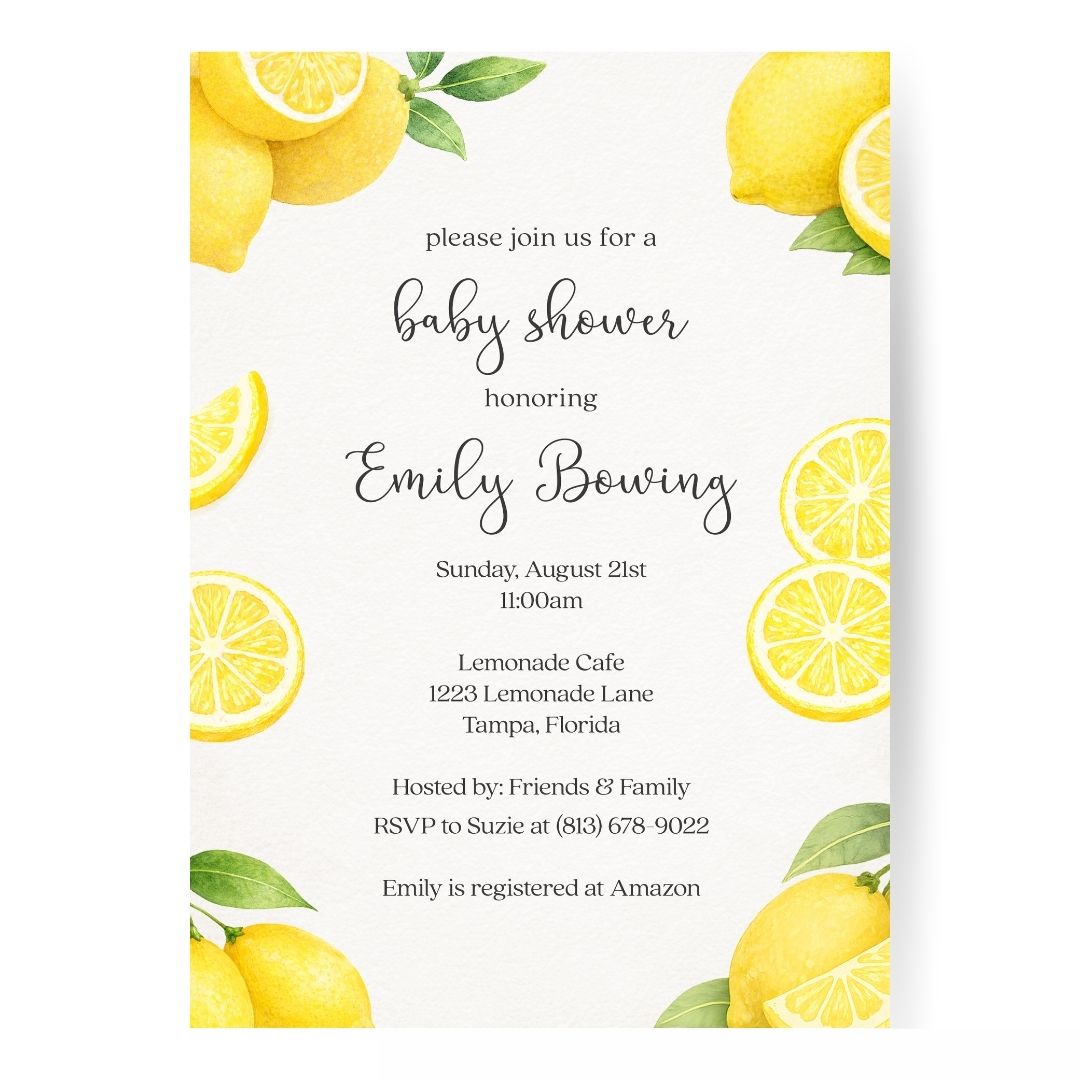 Lemon Baby Shower Invitation
