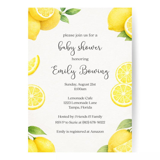 Lemon Baby Shower Invitation