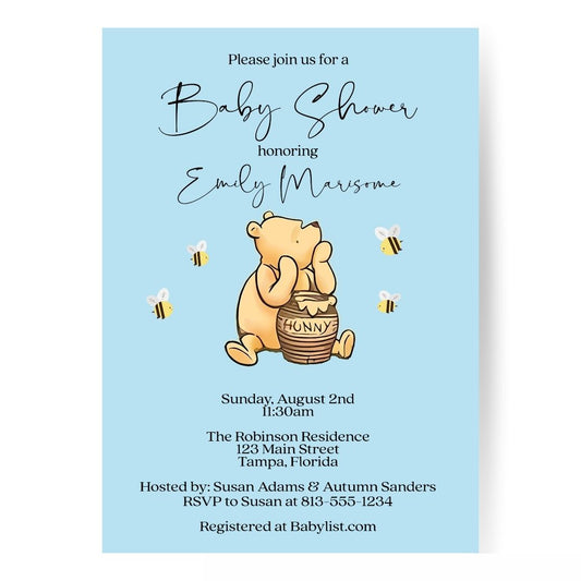 Simply Winnie Blue Baby Shower Invitation