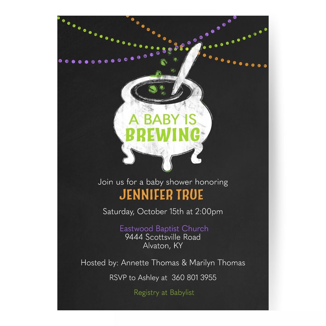 Baby Brewing Cauldron Baby Shower Invitation