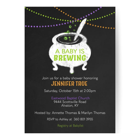 Baby Brewing Cauldron Baby Shower Invitation