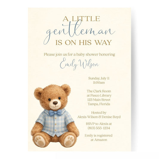 A Little Gentleman Baby Shower Invitation