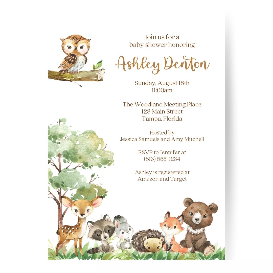 Forest Friends Baby Shower Invitation