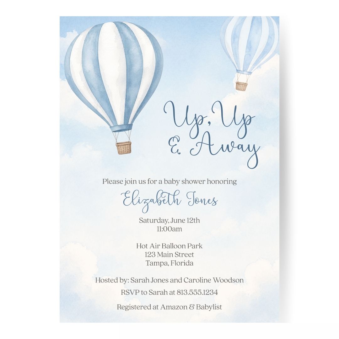 Hot Air Balloon Baby Shower Invitation