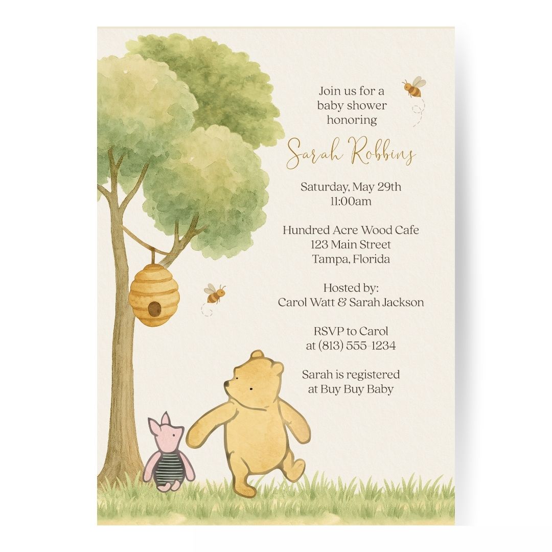 Winnie the Pooh Classic Baby Shower Invitation