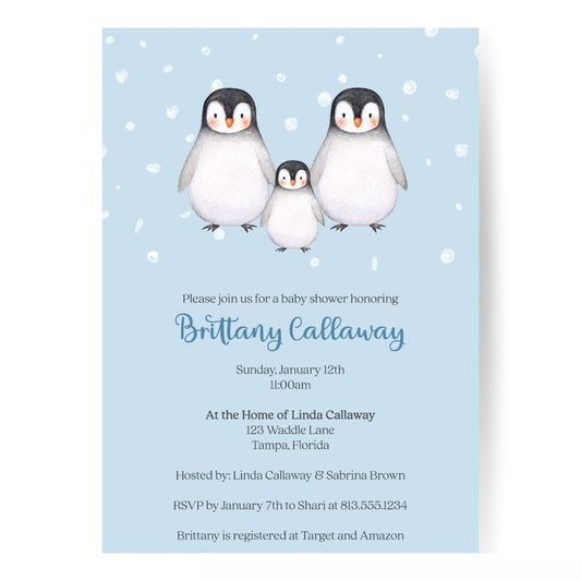 Penguin Baby Shower Invitation