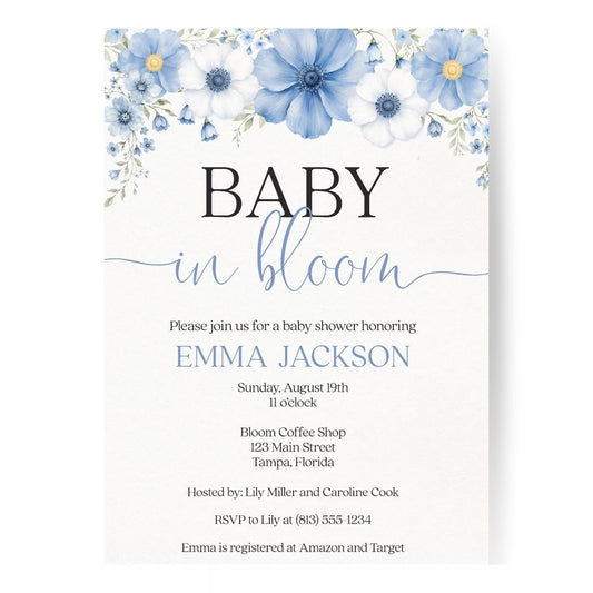 Baby in Bloom Boy Baby Shower Invitation