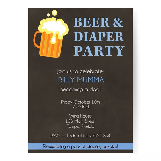 Beer and Diaper Baby Shower Invitation