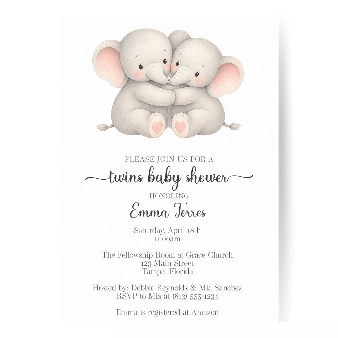 Little Peanut Twin Neutral Baby Shower Invitation