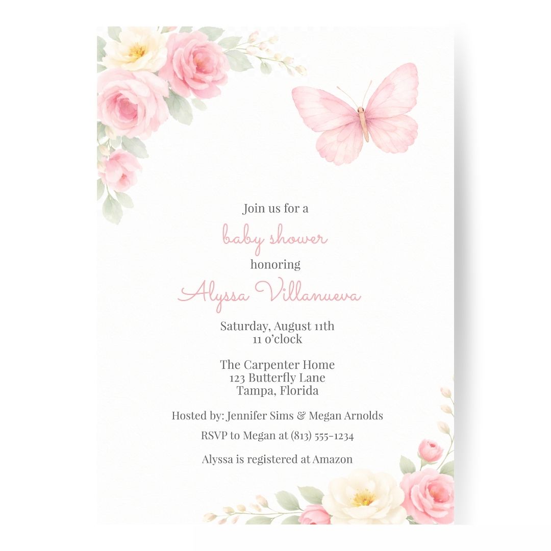 Butterfly Baby Shower Invitation