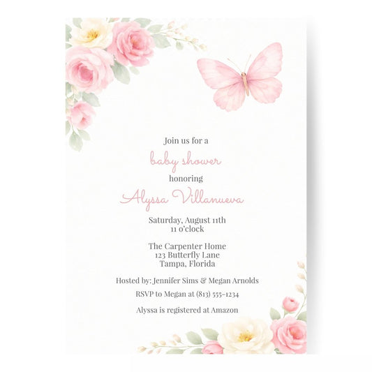 Butterfly Baby Shower Invitation