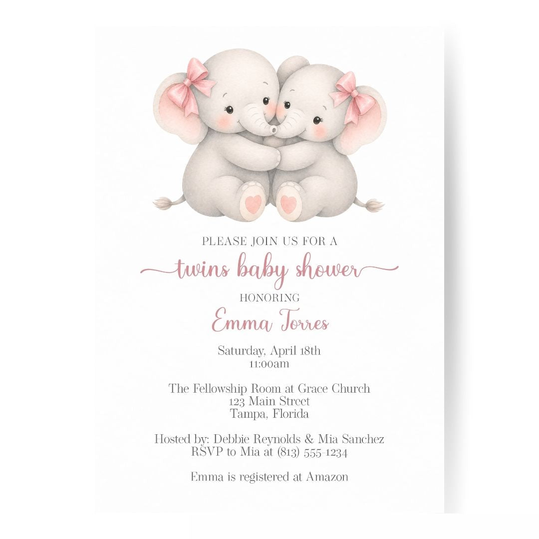Little Peanut Twin Girl Baby Shower Invitation