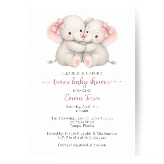 Little Peanut Twin Girl Baby Shower Invitation