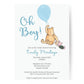 Winnie the Pooh Blue Balloon Baby Shower Invitation
