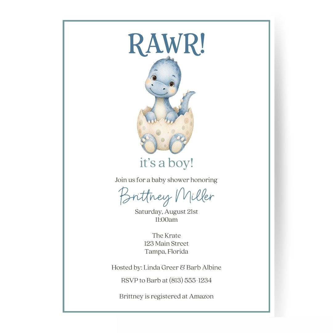 Dinosaur Baby Shower Invitation