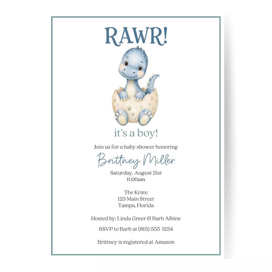 Dinosaur Baby Shower Invitation
