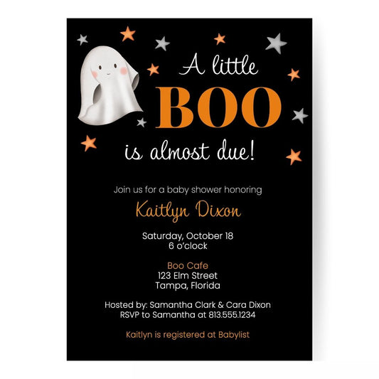 Little Boo Baby Shower Invitation (Black Collection)