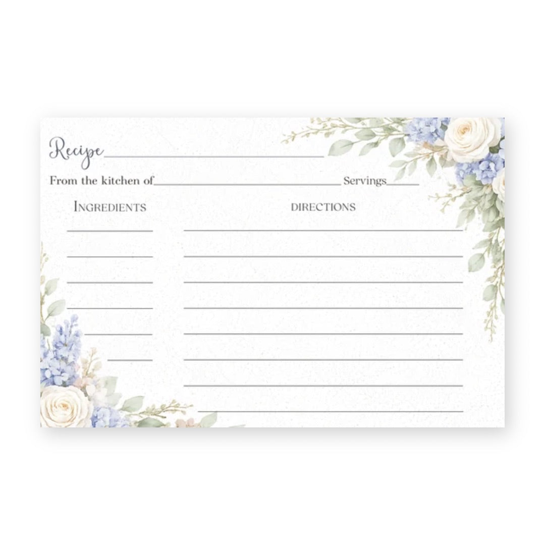 Sage & Blue Bloom Recipe Card