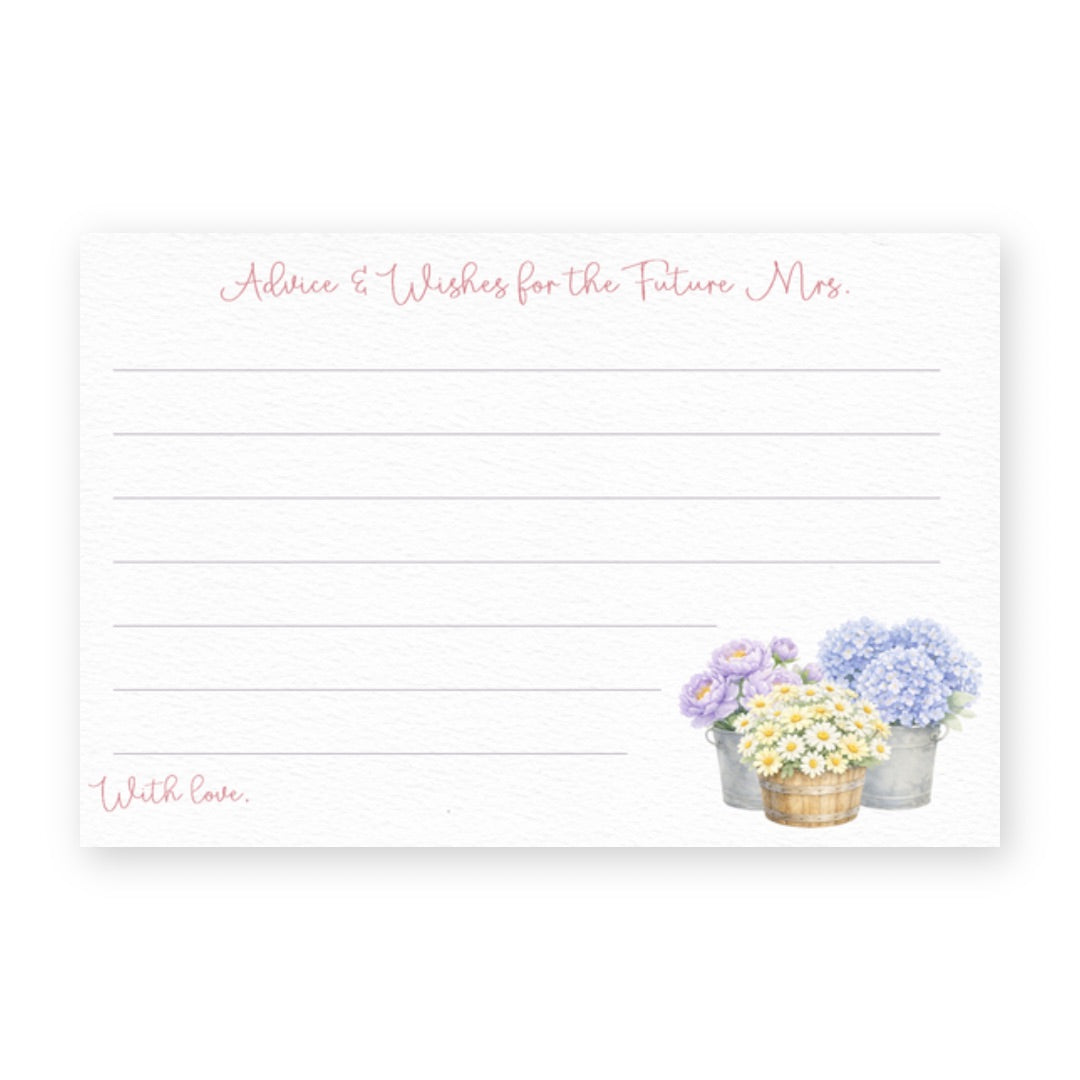She's Fresh Off the Market Flower Cart Bridal Advice Card