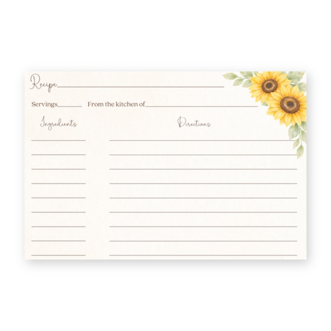Sunflower Recipe Card