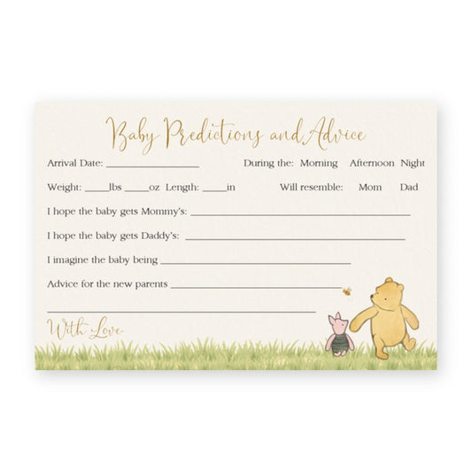 Winnie the Pooh Classic Baby Shower Predictions and Advice Card